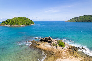 High angle view Beautiful Seashore in summer high season at Phuket island Thailand