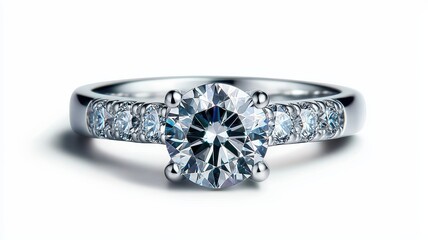 Stunning diamond ring featuring a brilliant round cut stone and elegant band, perfect for engagements or special occasions.