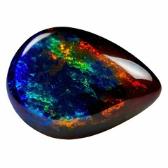Polished multicolored opal gemstone close-up
