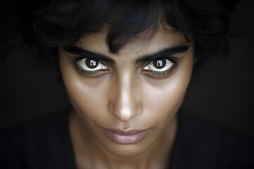 Fototapeta premium Close up Portrait of a Woman s Eyes with a Serious Expression