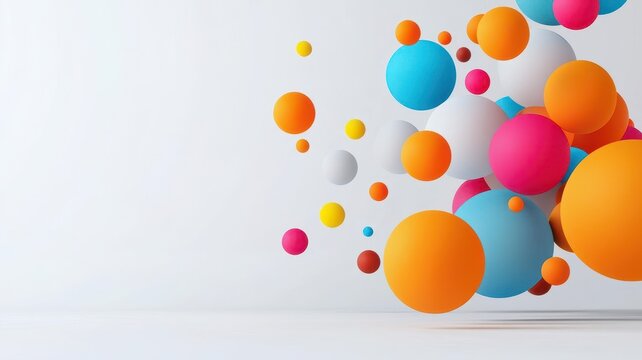 Scatter plot, colorful data points with a trendline, 3D illustration