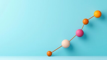 Linear regression, 3D chart with data points and bestfit line, 3D illustration
