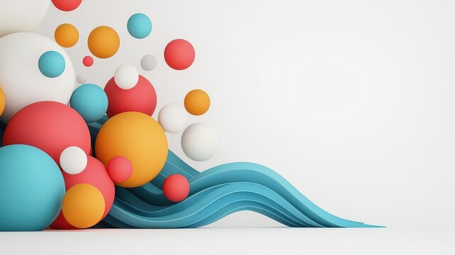 Scatter plot, colorful data points with a trendline, 3D illustration