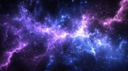 Fototapeta premium A vibrant nebula with swirling clouds of purple and blue gas against a backdrop of twinkling stars.