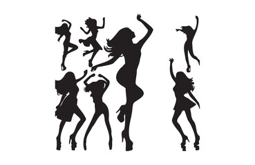 a girl dancing of silhouette vector illustration