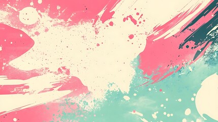 Obraz premium Abstract Paint Splatter with Pink, Yellow, and Blue Colors