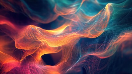 Fototapeta premium Abstract Swirling Glowing Lines with Red, Orange, and Blue Hues