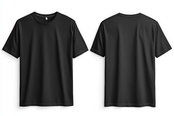 Naklejka premium Black Tshirt Mockup Front and Back Isolated created with Generative AI