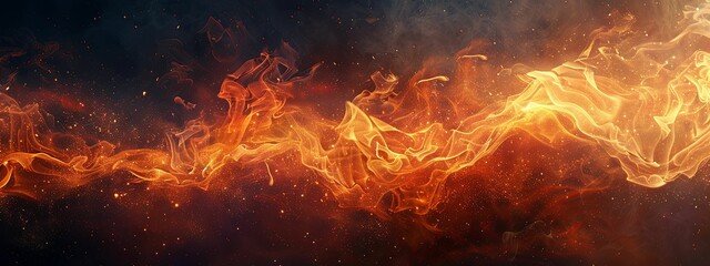 Abstract Flames and Sparkles on Black Background