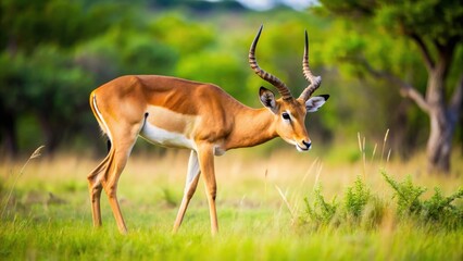 Impala grazing peacefully in South African savannah, wildlife, wildlife observation, Impala, Aepyceros melampus