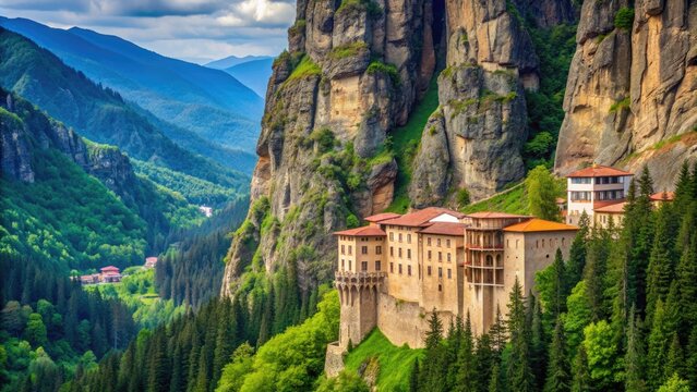 Historic Sumela monastery nestled in picturesque Altindere Valley, Trabzon, Turkey, Sumela monastery