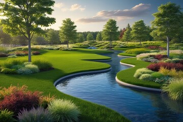 Lush Green Landscape Showcasing Environmental Stewardship and Flourishing Ecosystems