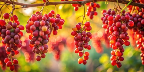 Bare branches of grapes with ripe red berries, grapes, vineyard, wine, harvest, agriculture, fruit, organic, farm, ripe, red