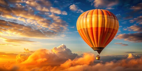Fototapeta premium Beautiful orange hot air balloon floating in the sky , hot air balloon, orange, sky, clouds, tranquil, serene, peaceful