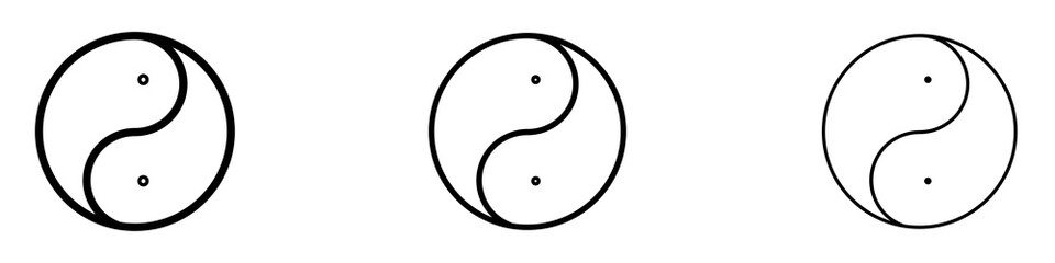 Yin yang liner icon vector set.