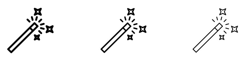 Magic wand liner icon vector set.