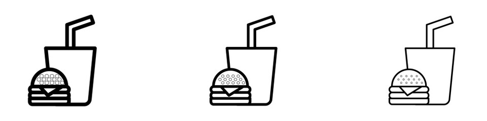 Fast food liner icon vector set.