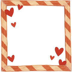 Obraz premium A frame with a red and white striped border and hearts