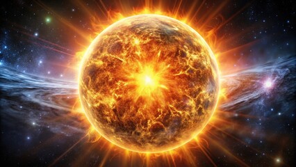 Obraz premium Explosive sun flare in space with alpha channel , explosion, sun, flames, heat, space, abstract, astronomy, energy, fire