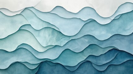 Obraz premium Abstract layered pattern of blue and white wavy lines resembling mountains or waves.