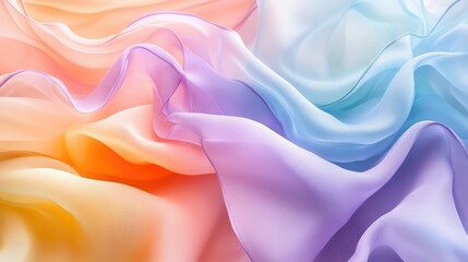 Obraz premium Abstract background of colorful flowing fabric in pastel hues.