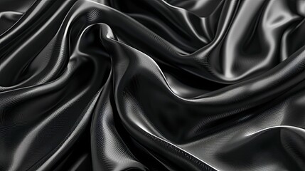 Obraz premium Close-up of Black Fabric with Smooth, Wrinkled Texture