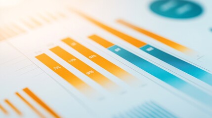 Vibrant financial report showcasing colorful graphs and data analysis.