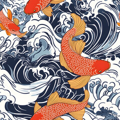 Chinese-inspired doodle tile seamless patterns in an illustrator graphic style