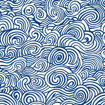 Chinese-inspired doodle tile seamless patterns in an illustrator graphic style