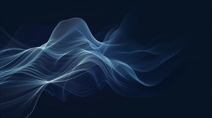 Obraz premium A mesmerizing abstract wave pattern in various shades of blue against a dark background. The flowing lines and curves create a sense of movement and depth, evoking feelings of calm and fluidity
