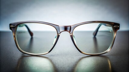 Close-up view of a pair of glasses with clear lenses for improved vision, glasses, vision, clear, eyewear, lenses, sight