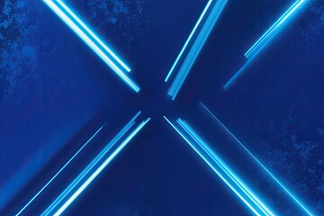 Obraz premium Vibrant Cyan Streaks on Rich Blue Background with Textured Gradient Effect