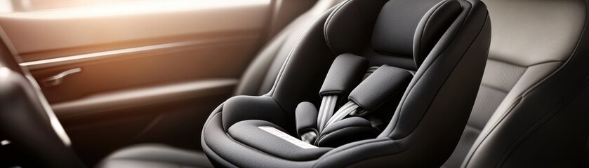 Obraz premium A close-up view of a modern car seat designed for child safety, showcasing its sleek design and premium materials.