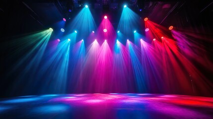 Abstract neon concert stage with colorful background of musical euphoria and visual splendor