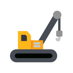 Crane Excavator, labor and constructions Flat icon set