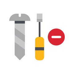 Screwdriver, labor and constructions Flat icon set