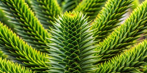 Fototapeta premium Closeup of intricate patterns and textures of Araucaria angustifolia (Brazilian pine), Brazilian pine, closeup, detailed