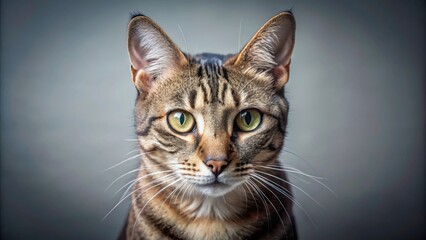 Obraz premium Asian cat with piercing stare looking directly at the camera , Asian, cat, feline, pet, animal, staring, direct, gaze, eyes