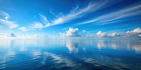 Tranquil sea surface with reflection of blue sky , gentle waves, serene, peaceful, ocean, water, nature, beauty, sky