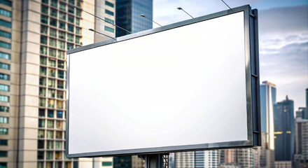 Large horizontal city billboard on the background of a skyscraper