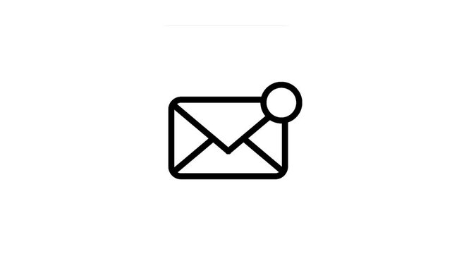 Envelope notification, black and white. style envelope icon animation.