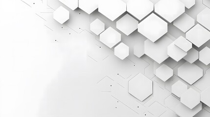 A sleek, minimalistic background featuring a row of translucent hexagons in light shades of gray and white, creating a futuristic and clean design.