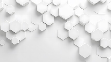 A sleek, minimalistic background featuring a row of translucent hexagons in light shades of gray and white, creating a futuristic and clean design.