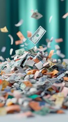 Anticipating the Rewards of Prudent Financial Management A Heap of Banknotes and Plastic Cards