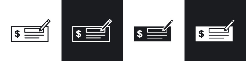 Money check line icon vector illustration set.