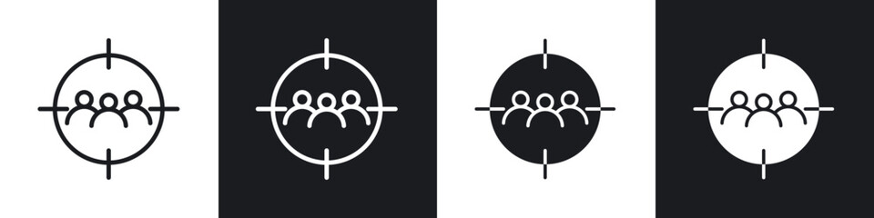Target audience line icon vector illustration set.