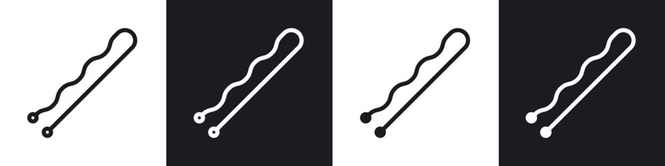 Bobby pin line icon vector illustration set.