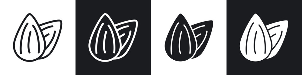 Almond line icon vector illustration set.