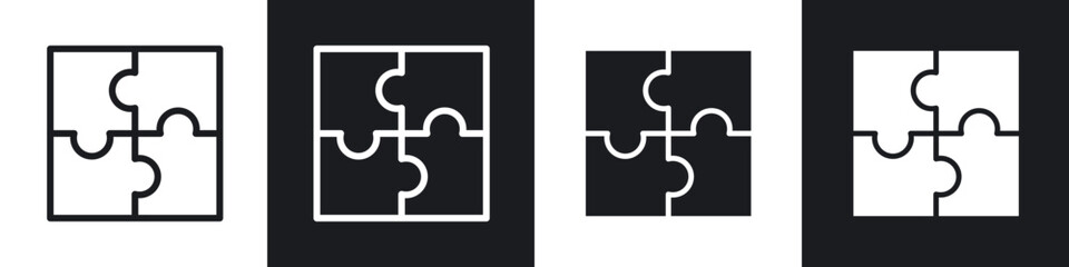 Puzzle line icon vector illustration set.