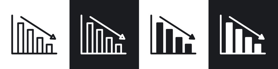 Reduction chart line icon vector illustration set.